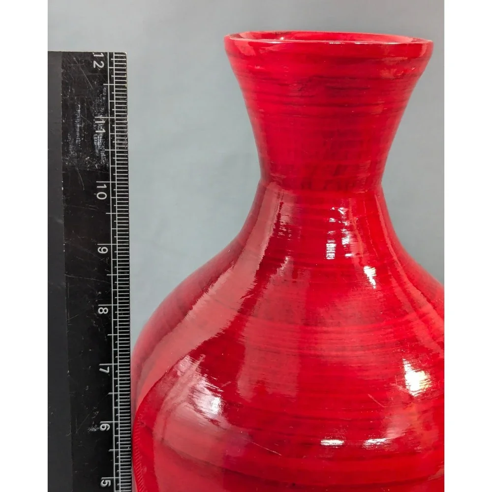 Red Glossy Lightweight Composite Vase 12in Modern Decor